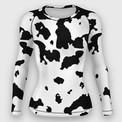 Рашгард женский Черно белый пятнистый узор, цвет: 3D-принт