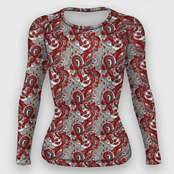 Рашгард женский Цветочный паттерн красно-серый, цвет: 3D-принт