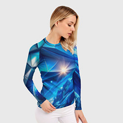 Рашгард женский Синяя объемная абстракция со вспышкой, цвет: 3D-принт — фото 2