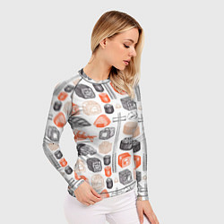 Рашгард женский Орнамент суши паттерн, цвет: 3D-принт — фото 2