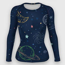 Рашгард женский Планеты и созвездия в космосе, цвет: 3D-принт