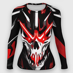 Рашгард женский Абстрактный белый череп и красные полосы, цвет: 3D-принт