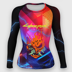 Рашгард женский Cyberpunk logo - neon geometry, цвет: 3D-принт