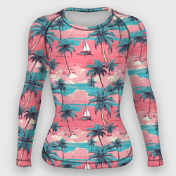 Рашгард женский Летний закат на море паттерн-текстура, цвет: 3D-принт