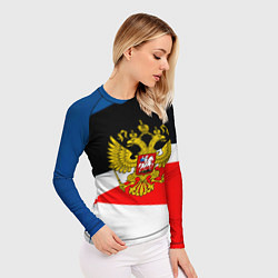 Рашгард женский Спортивная геометрия герб, цвет: 3D-принт — фото 2