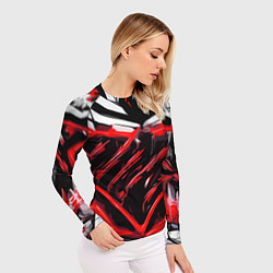 Рашгард женский Red and white abstraction on a black background, цвет: 3D-принт — фото 2