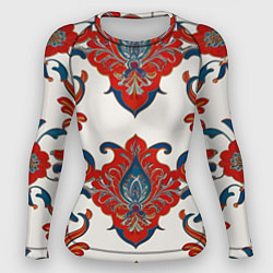 Женский рашгард Узор красно-синий на белом фоне