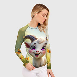 Рашгард женский Козлёнок на лугу, цвет: 3D-принт — фото 2