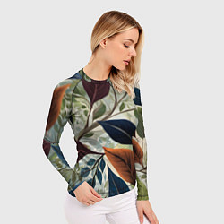 Рашгард женский Листья искусство, цвет: 3D-принт — фото 2