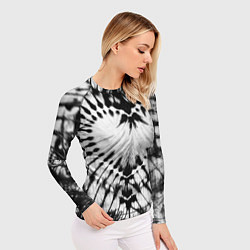 Рашгард женский Абстрактное сердце - черно-белый тай-дай, цвет: 3D-принт — фото 2
