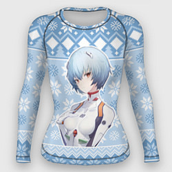 Рашгард женский Rei christmas sweater Evangelion, цвет: 3D-принт