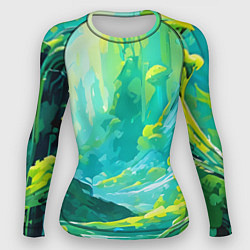 Женский рашгард Зелёная кислотная абстракция