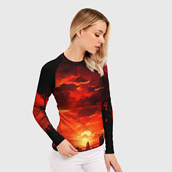 Рашгард женский Багровый апокалиптический закат, цвет: 3D-принт — фото 2