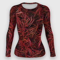 Женский рашгард Красная трава на чёрном фоне