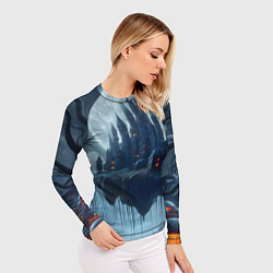 Рашгард женский Замок Дракулы и неоновые грибы - нейроарт фантазия, цвет: 3D-принт — фото 2