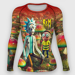 Рашгард женский Рик и Морти заблудились в мухоморном поле, цвет: 3D-принт
