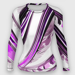Женский рашгард Волнистая бело-фиолетовая абстракция