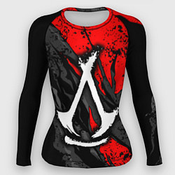 Рашгард женский Assassins creed: shadows - белый логотип, цвет: 3D-принт