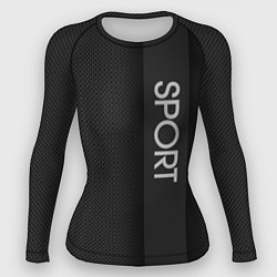 Рашгард женский Sport чёрно-серый полоса с затемнением, цвет: 3D-принт