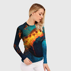 Рашгард женский Взрыв планеты, цвет: 3D-принт — фото 2