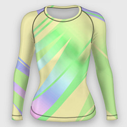 Рашгард женский Жёлто-зелёный полосатый, цвет: 3D-принт
