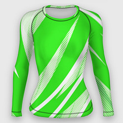 Женский рашгард Яблочный зелёный абстракция с полосами