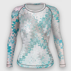 Рашгард женский Серо-бирюзовый абстрактный, цвет: 3D-принт