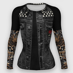 Рашгард женский Джинсовка Ария с татуировками викингов, цвет: 3D-принт