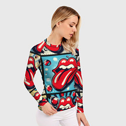 Рашгард женский Rolling Stones logo - pop art, цвет: 3D-принт — фото 2