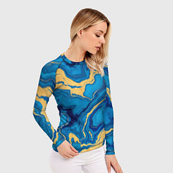 Рашгард женский Синий мрамор с золотом, цвет: 3D-принт — фото 2