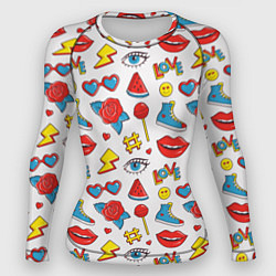 Женский рашгард Паттерн с яркими молодежными стикерами