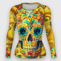 Рашгард женский Красочный летний паттерн с черепом - нейроарт, цвет: 3D-принт