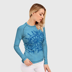 Рашгард женский Штурвал и три розы, цвет: 3D-принт — фото 2