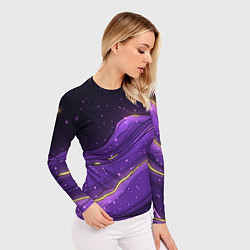Рашгард женский Фиолетовая текстура с золотыми звездочками, цвет: 3D-принт — фото 2