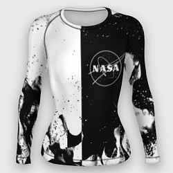 Рашгард женский Nasa черно белый огонь, цвет: 3D-принт