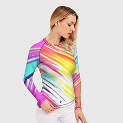 Рашгард женский Брызги краски на белом фоне, цвет: 3D-принт — фото 2
