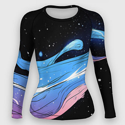 Рашгард женский Синяя волна на черном - текстура, цвет: 3D-принт