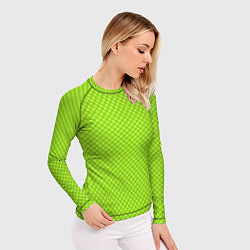 Рашгард женский Салатовый паттерн в мелкий квадратик, цвет: 3D-принт — фото 2