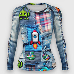 Рашгард женский Пиксельная ракета, цвет: 3D-принт