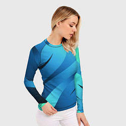 Рашгард женский Сине-голубой абстрактные полосы, цвет: 3D-принт — фото 2