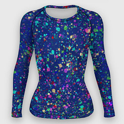 Рашгард женский Синий с разноцветными брызгами, цвет: 3D-принт