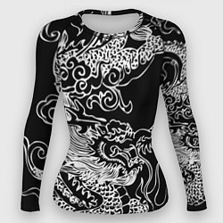 Рашгард женский Белый дракон на черном, цвет: 3D-принт