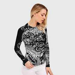 Рашгард женский Белый дракон на черном, цвет: 3D-принт — фото 2