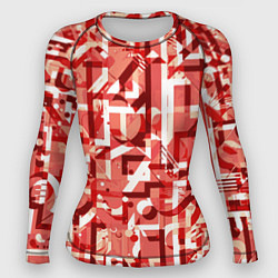 Рашгард женский Красно-белый объёмный эффект, цвет: 3D-принт