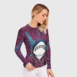 Рашгард женский Акула в капюшоне, цвет: 3D-принт — фото 2