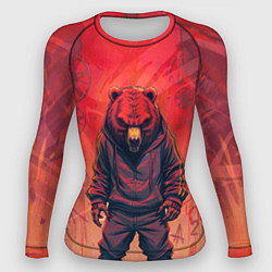 Рашгард женский Мишка на спорте, цвет: 3D-принт
