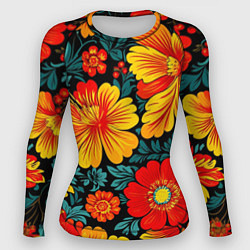 Женский рашгард Русская хохлома с цветами