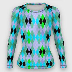 Рашгард женский Геометрический узор с разноцветными ромбами, цвет: 3D-принт
