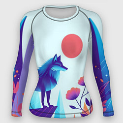 Рашгард женский Волк в долине охраняет цветок, цвет: 3D-принт