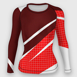 Женский рашгард Красно-белый абстрактный с полосами